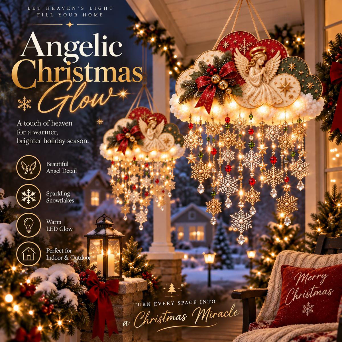 Angelic Christmas lighted snowfall cloud holiday decoration