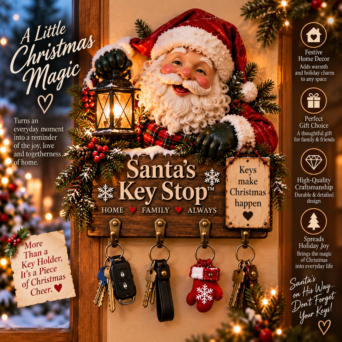 ✨Last Day 49% OFF✨Welcome Key Holder™– Lighted Christmas Entryway Wall Decor