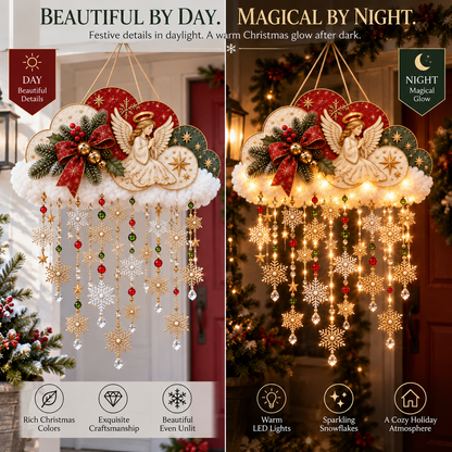 🪽✨ Angelic Christmas Snowfall Cloud – Lighted Hanging Holiday Decor☁️