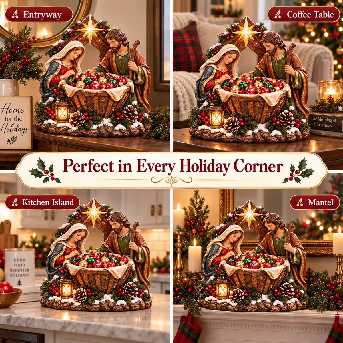 ✝️✨ Nativity Blessing Bowl™ – Lighted Christmas Treat Bowl & Tabletop Decor