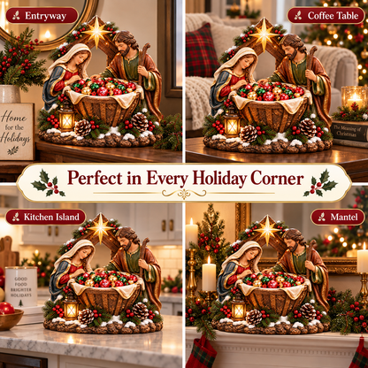 ✝️✨ Nativity Blessing Bowl™ – Lighted Christmas Treat Bowl & Tabletop Decor