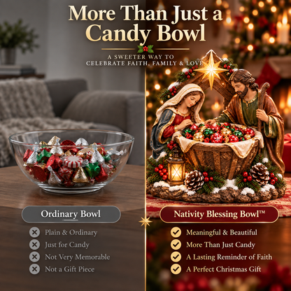 ✝️✨ Nativity Blessing Bowl™ – Lighted Christmas Treat Bowl & Tabletop Decor