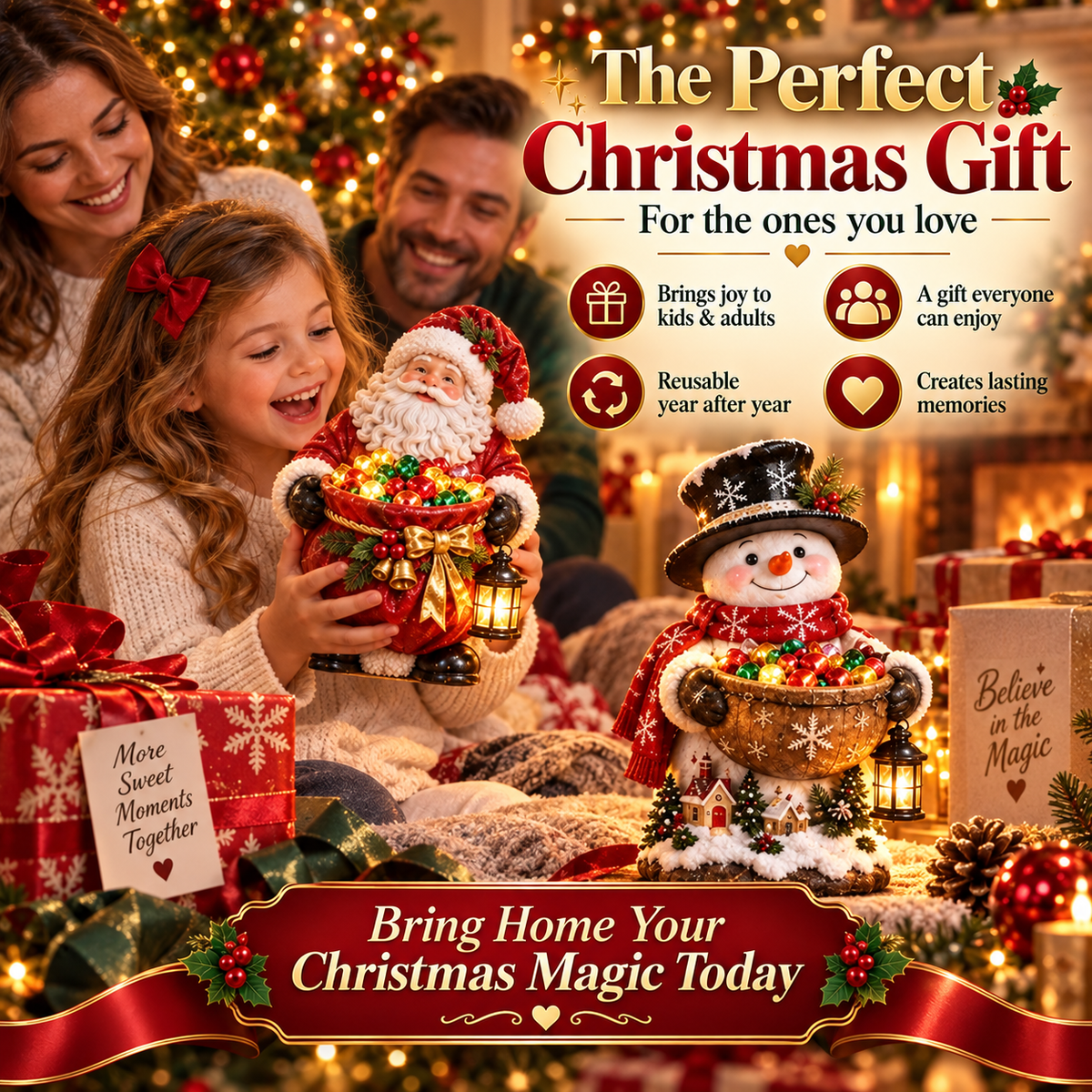 🎄✨ Light-Up Christmas Treat Holder – 5 Festive Designs for Candy, Holiday Parties & Home Decor