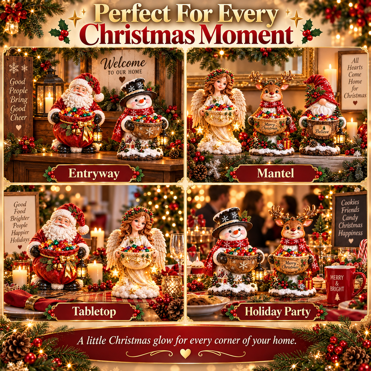 🎄✨ Light-Up Christmas Treat Holder – 5 Festive Designs for Candy, Holiday Parties & Home Decor