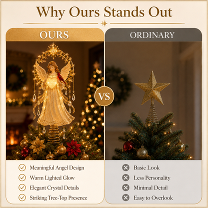 🔥Last Day 49% OFF✨ Lighted Angel Christmas Tree Topper with Cardinal & Glowing Heart