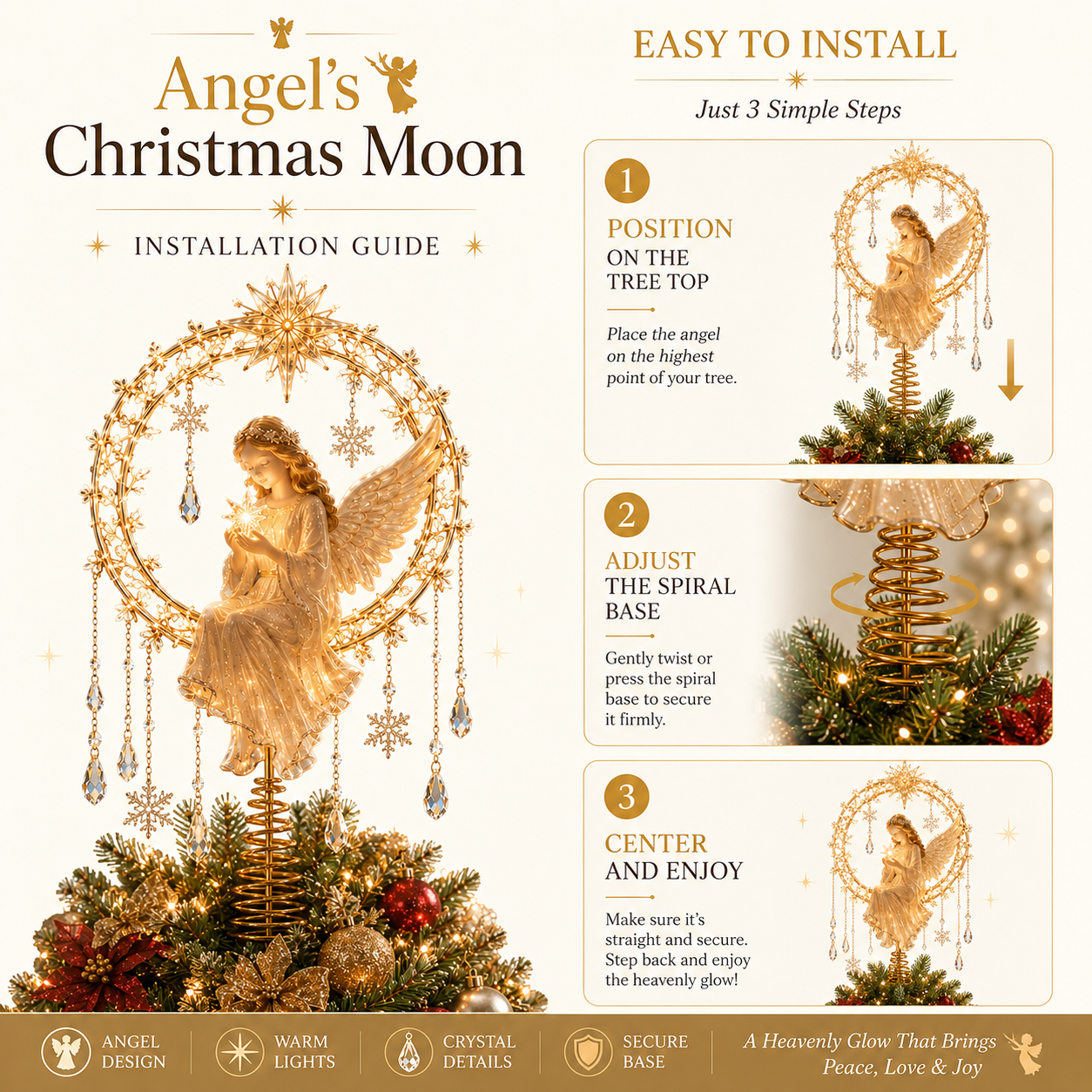 ✨ Angel’s Christmas Moon™ Lighted Angel Tree Topper