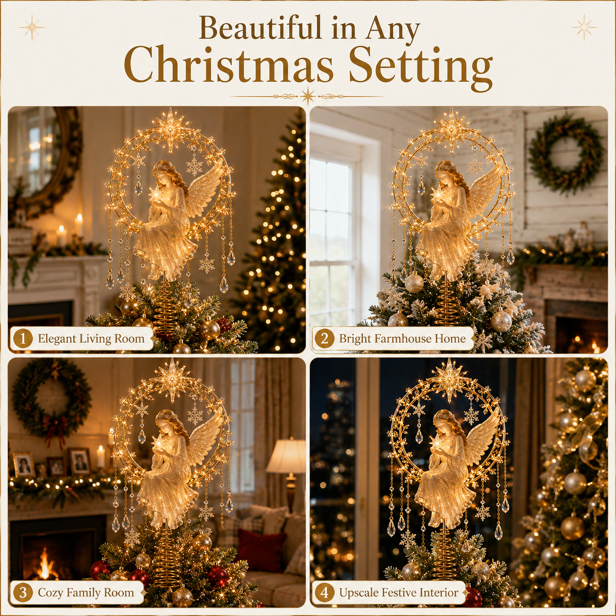 ✨ Angel’s Christmas Moon™ Lighted Angel Tree Topper