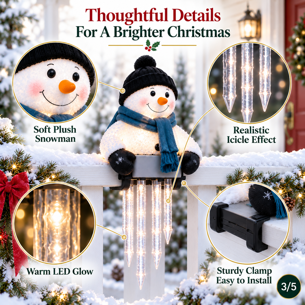 🔥Today 49% OFF🔥☃️WinterGlow Snowman Icicle Light Decor