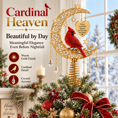 ❤️ Cardinal Heaven™ Lighted Memorial Christmas Tree Topper