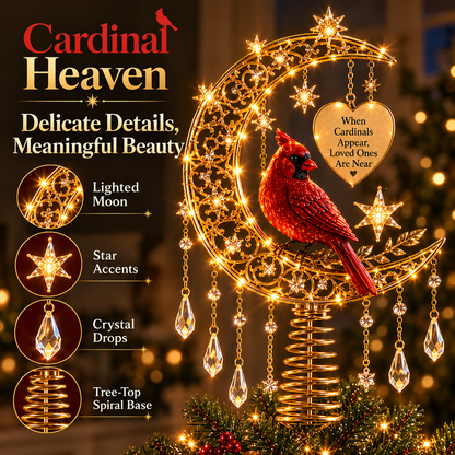 ❤️ Cardinal Heaven™ Lighted Memorial Christmas Tree Topper
