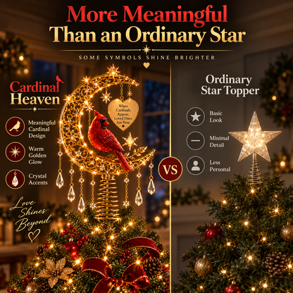 ❤️ Cardinal Heaven™ Lighted Memorial Christmas Tree Topper