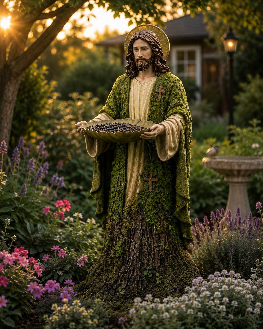 Jesus Bird Feeder Garden Statue-Bring Peace, Beauty & Life to Your Garden