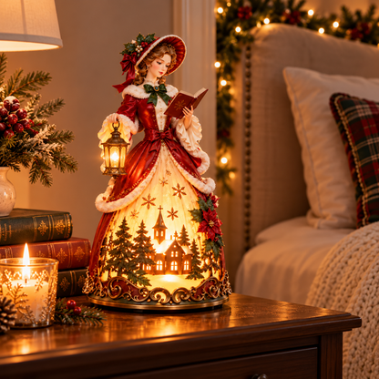 🎄 Victorian Christmas Caroler Lady Lamp– Lighted Holiday Tabletop Decor