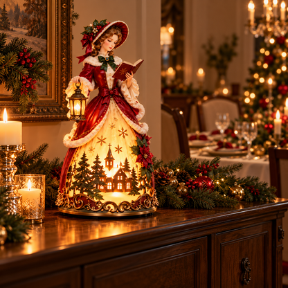 🎄 Victorian Christmas Caroler Lady Lamp– Lighted Holiday Tabletop Decor