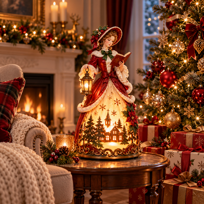 🎄 Victorian Christmas Caroler Lady Lamp– Lighted Holiday Tabletop Decor