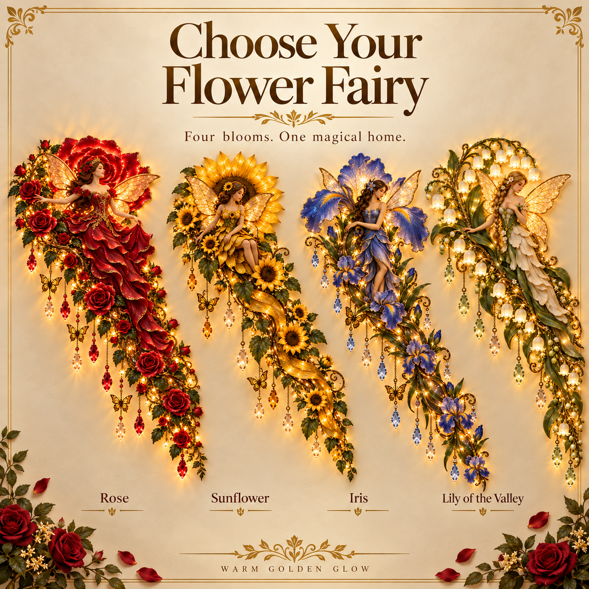 🌹🧚‍♀️ Enchanted Fairy Flower Wall Light ✨ Cascading Floral Home Decor