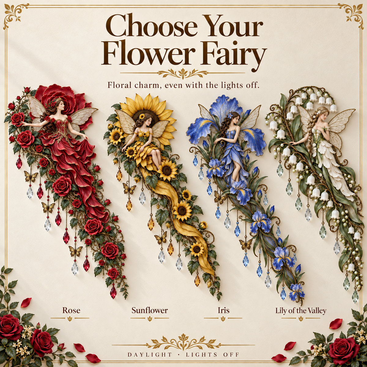 🌹🧚‍♀️ Enchanted Fairy Flower Wall Light ✨ Cascading Floral Home Decor