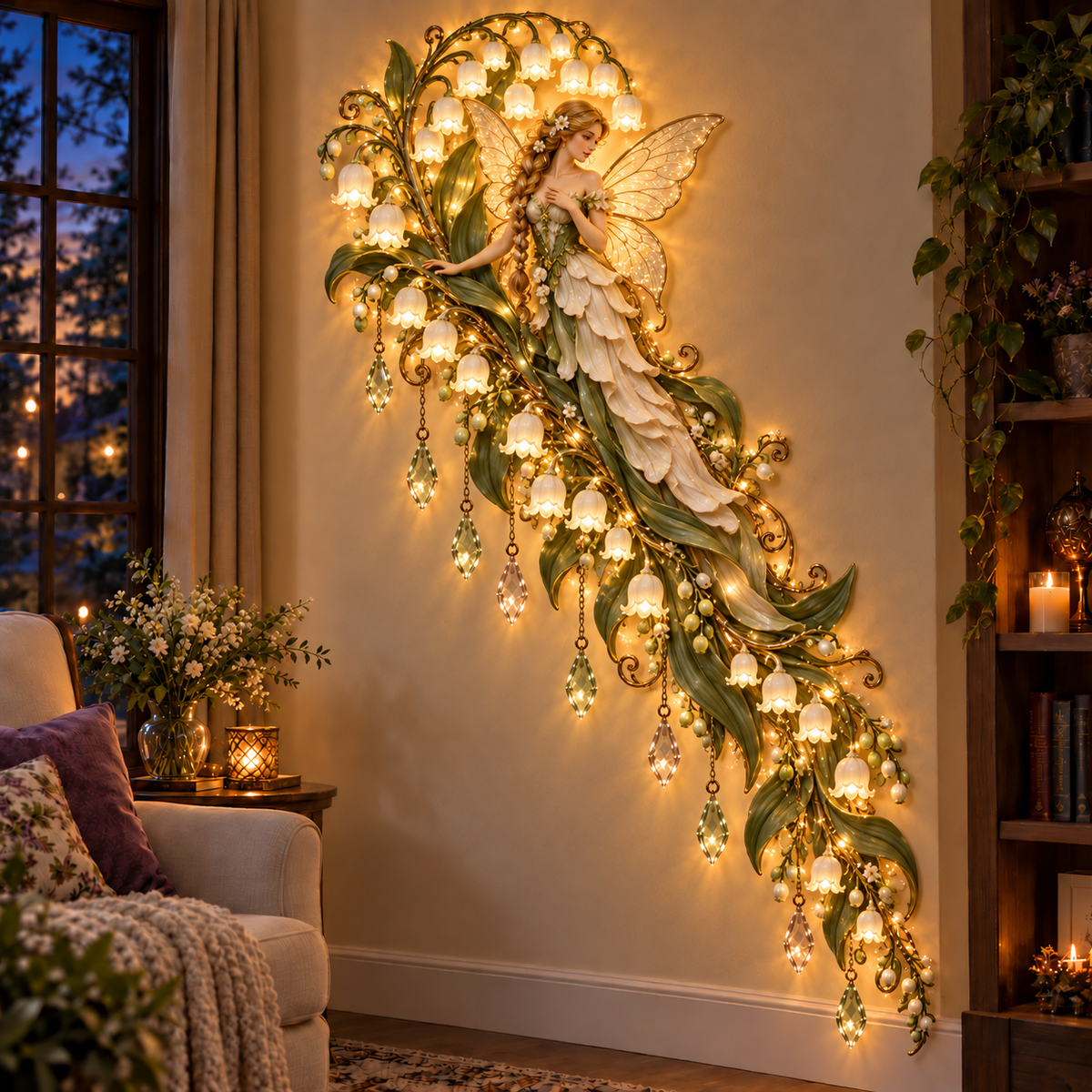 🌹🧚‍♀️ Enchanted Fairy Flower Wall Light ✨ Cascading Floral Home Decor