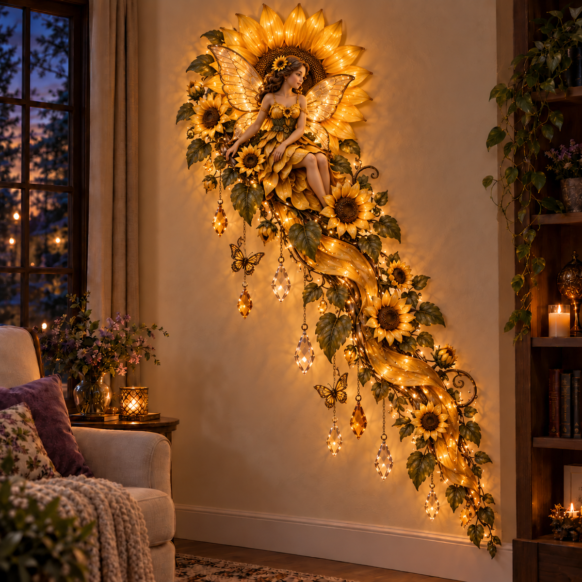 🌹🧚‍♀️ Enchanted Fairy Flower Wall Light ✨ Cascading Floral Home Decor