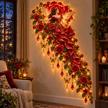 🌹🧚‍♀️ Enchanted Fairy Flower Wall Light ✨ Cascading Floral Home Decor