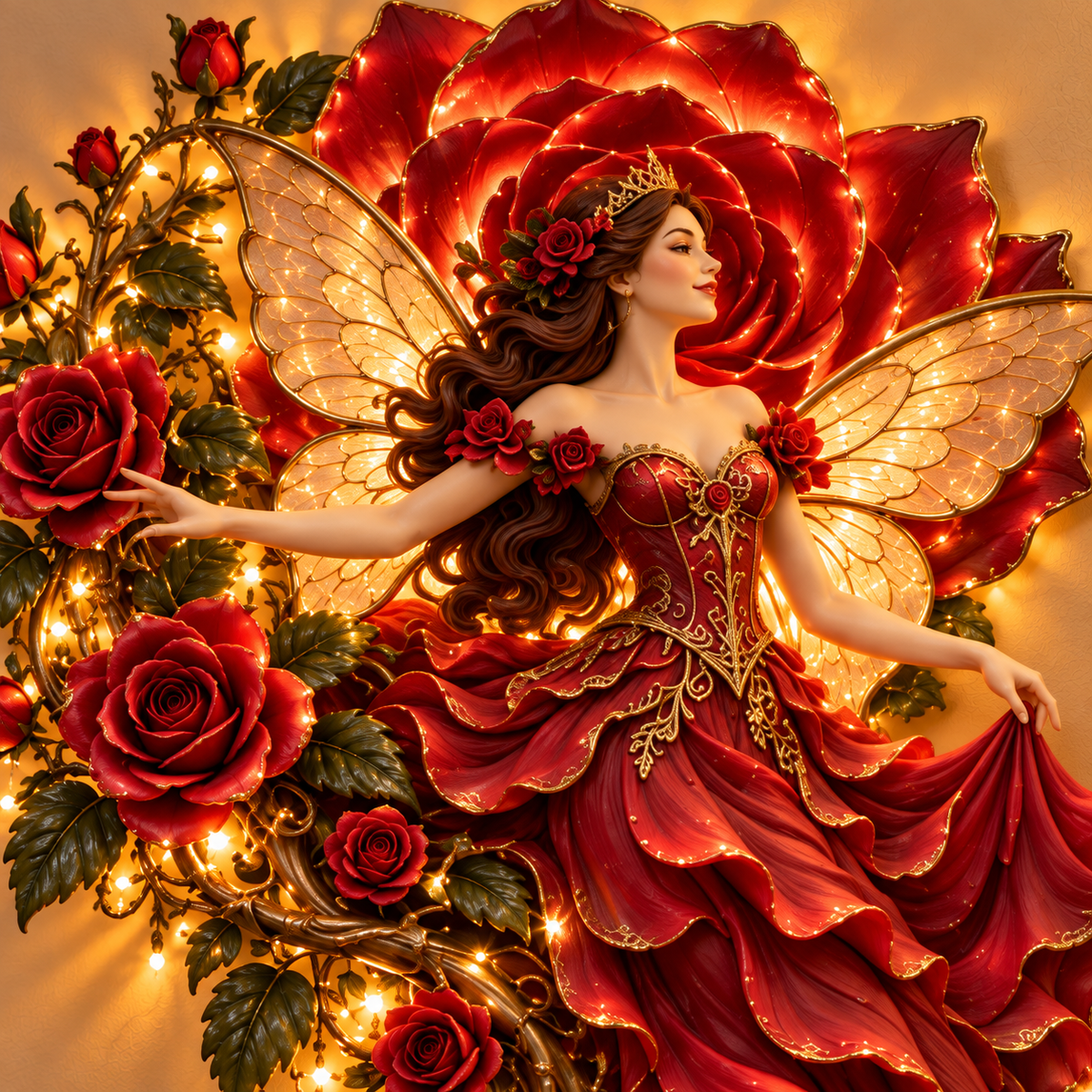 🌹🧚‍♀️ Enchanted Fairy Flower Wall Light ✨ Cascading Floral Home Decor