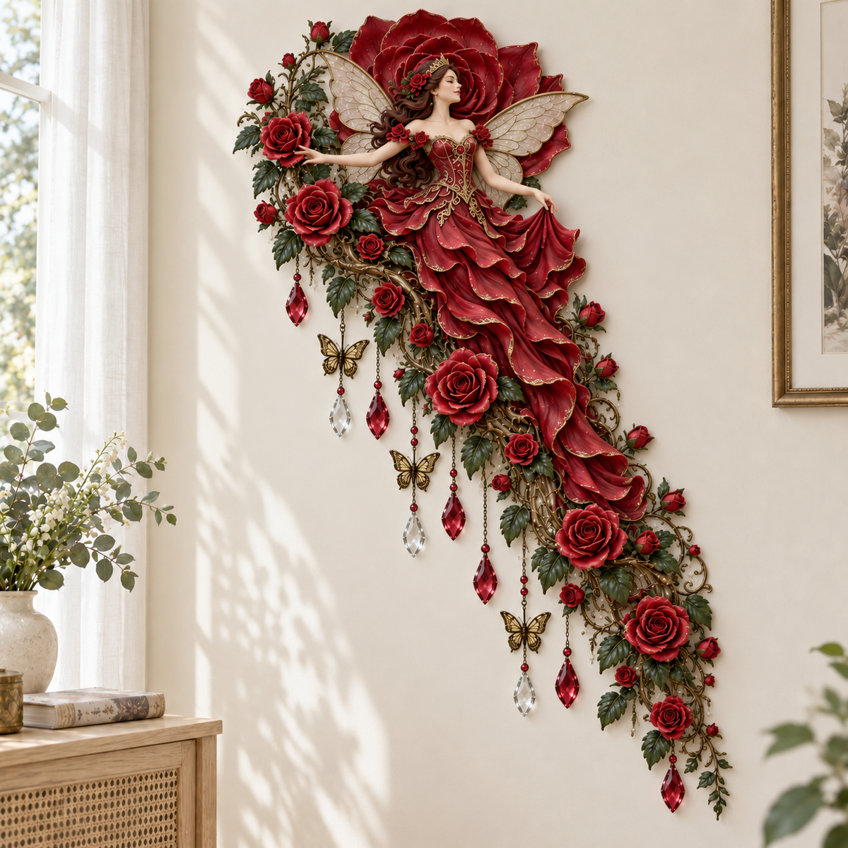 🌹🧚‍♀️ Enchanted Fairy Flower Wall Light ✨ Cascading Floral Home Decor