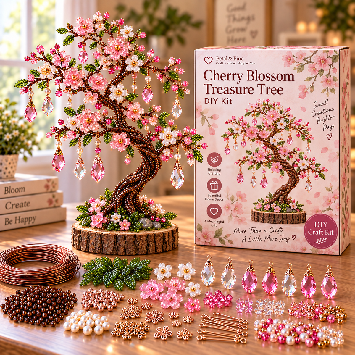 🌳✨ DIY Beaded Tree Craft Kit – Create Your Own Sparkling Decorative Tree