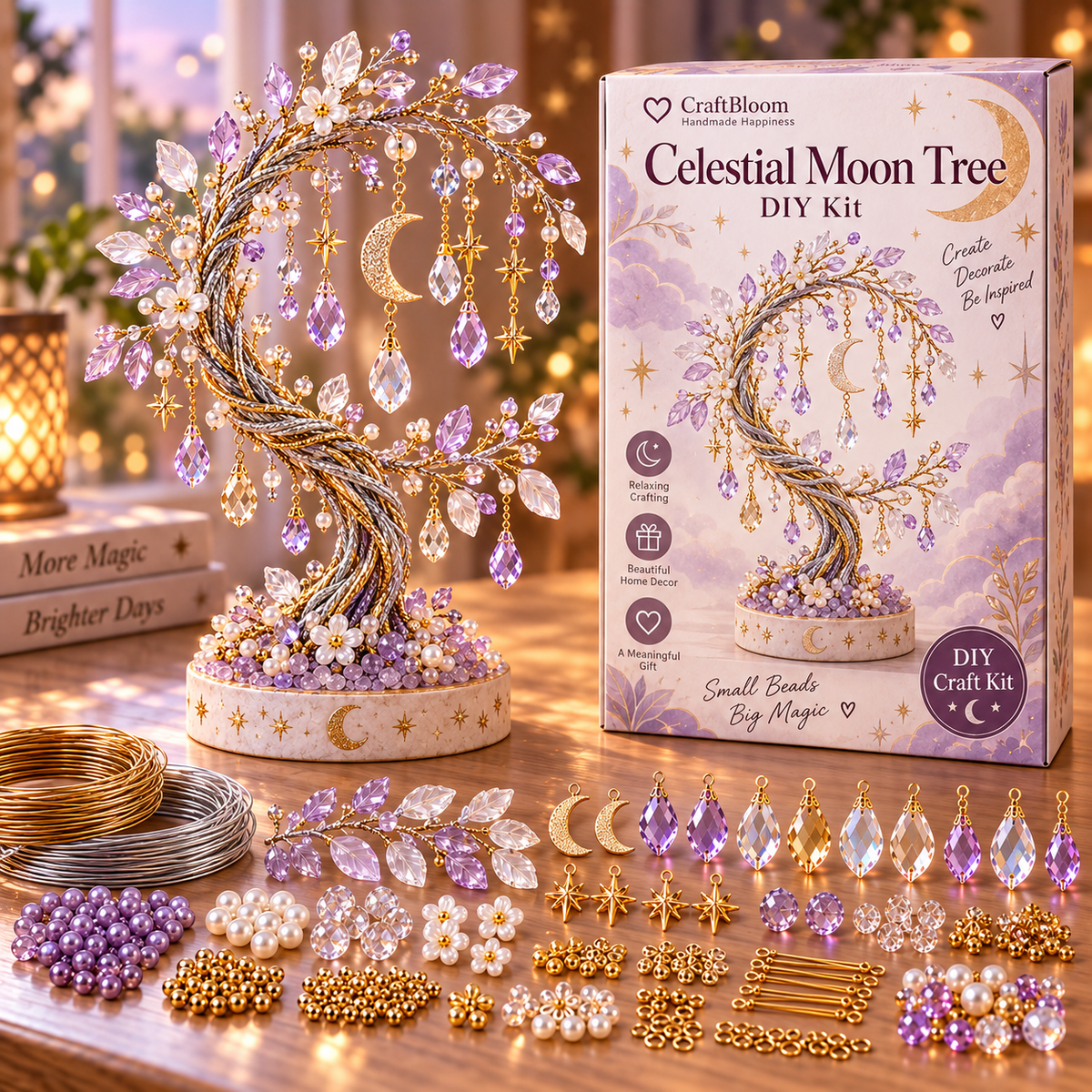 🌳✨ DIY Beaded Tree Craft Kit – Create Your Own Sparkling Decorative Tree