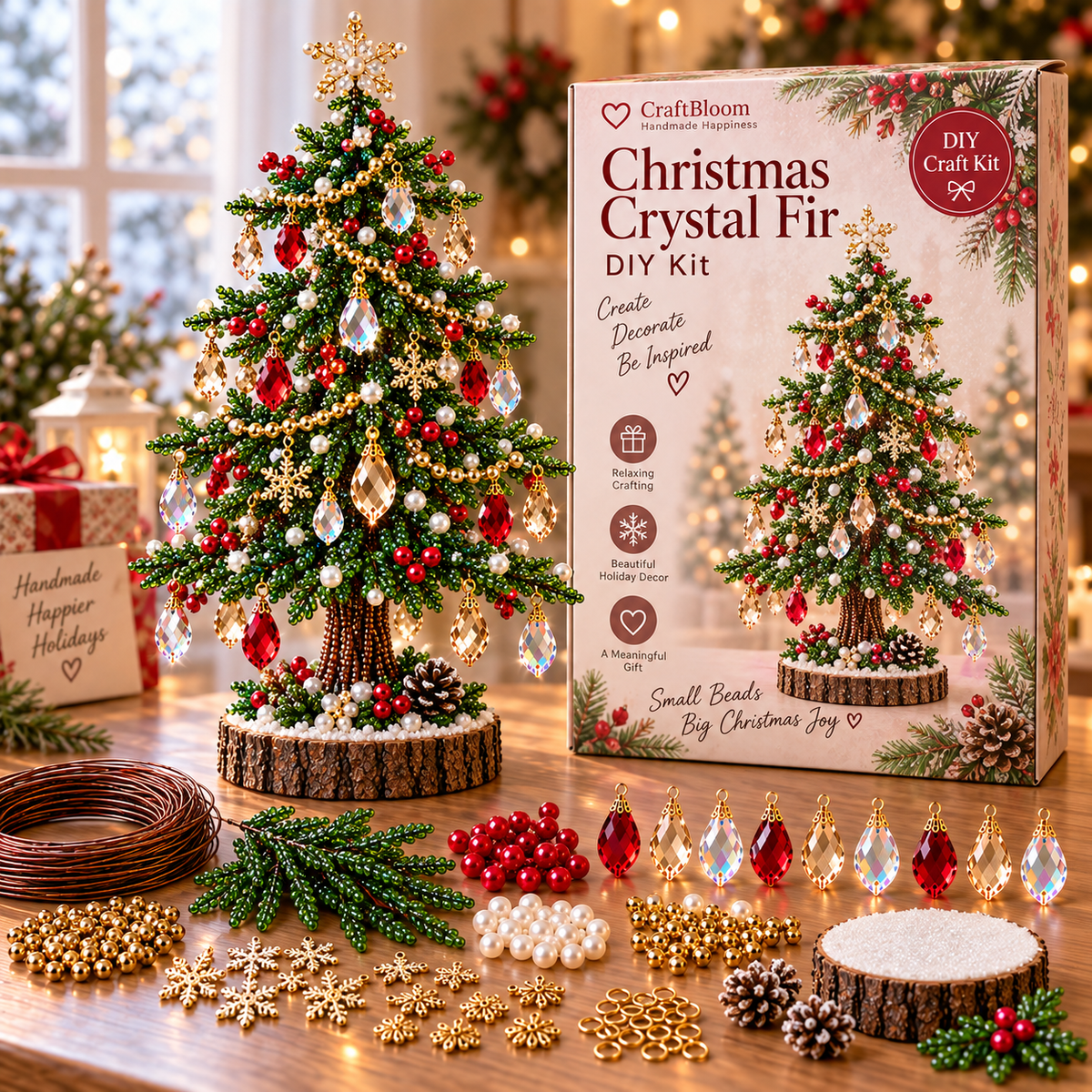 🌳✨ DIY Beaded Tree Craft Kit – Create Your Own Sparkling Decorative Tree