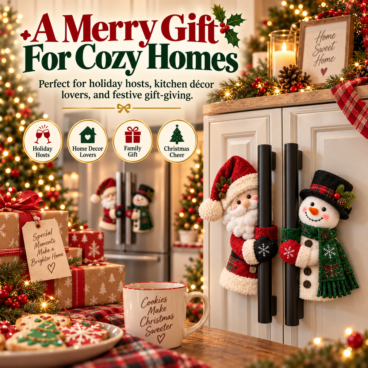 🎅⛄ Santa & Snowman Christmas Handle Decor – Bring Christmas Cheer To Every Corner Of Your Home