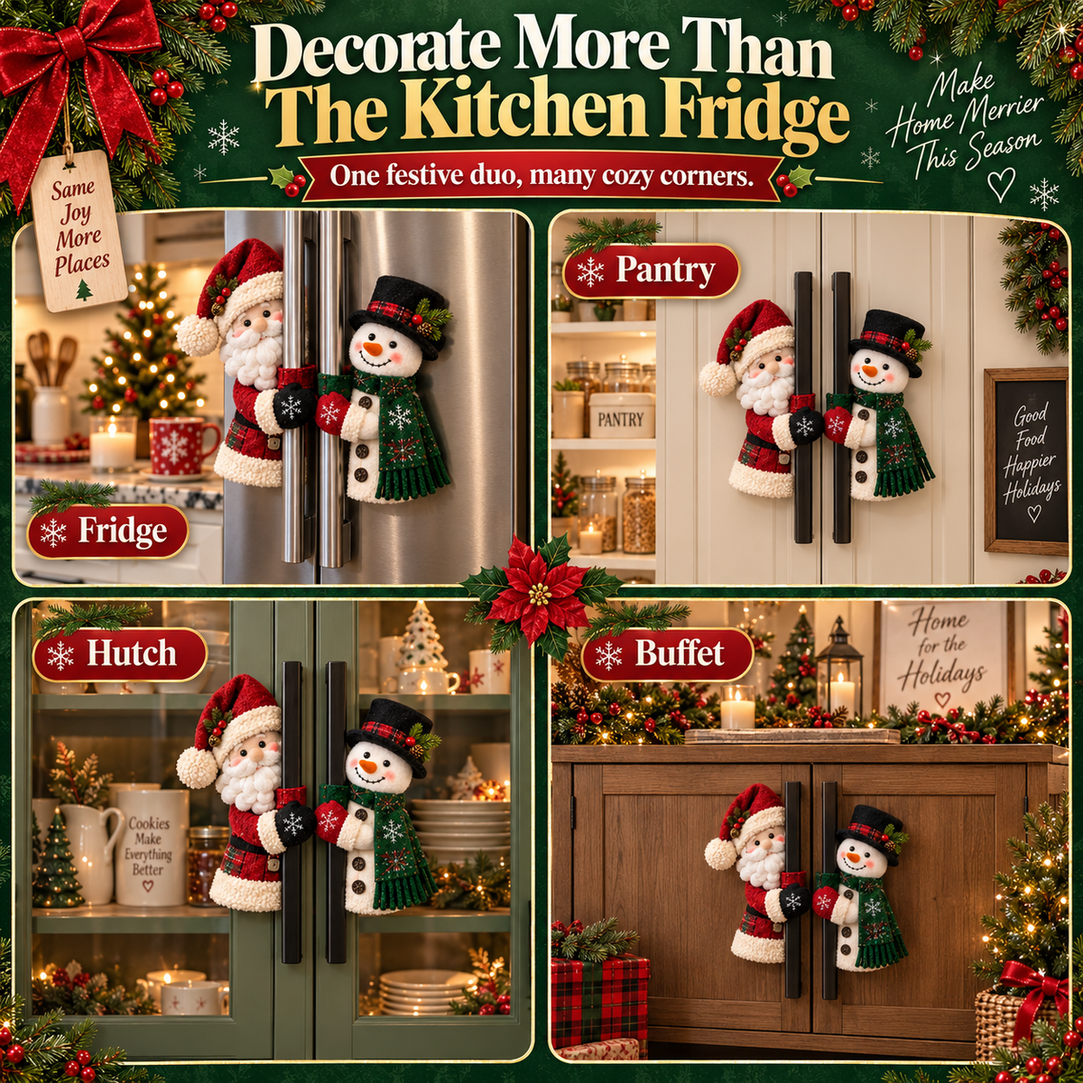 🎅⛄ Santa & Snowman Christmas Handle Decor – Bring Christmas Cheer To Every Corner Of Your Home