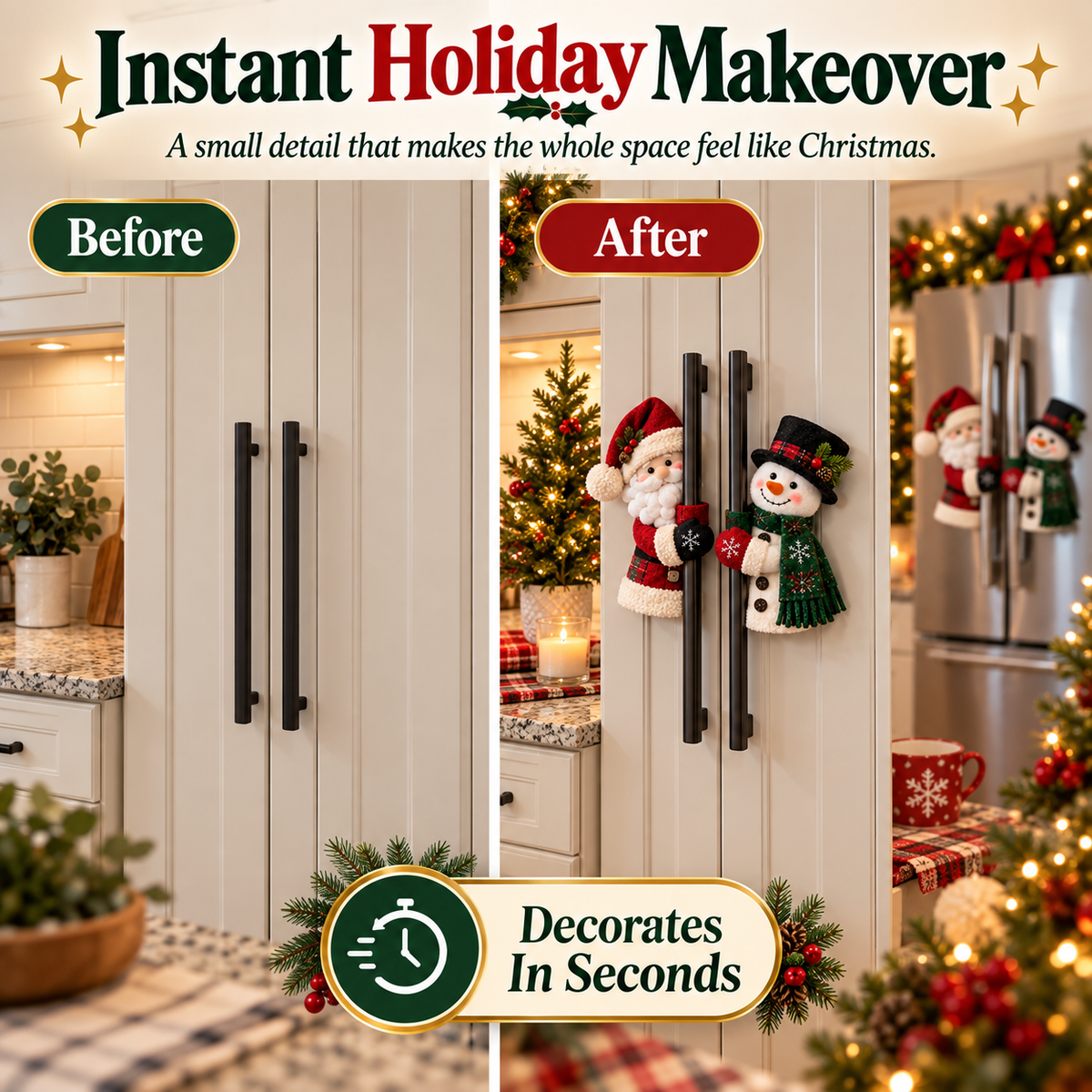 🎅⛄ Santa & Snowman Christmas Handle Decor – Bring Christmas Cheer To Every Corner Of Your Home