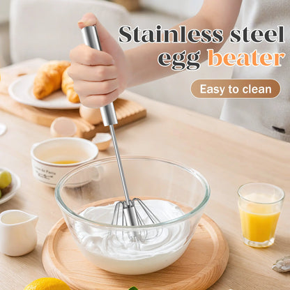 🥄Semi-Automatic Stainless Egg & Milk Whisk