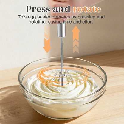 🥄Semi-Automatic Stainless Egg & Milk Whisk