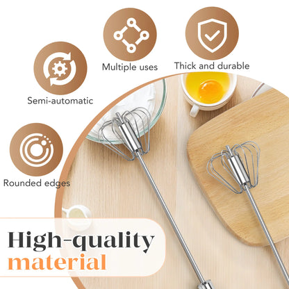 🥄Semi-Automatic Stainless Egg & Milk Whisk