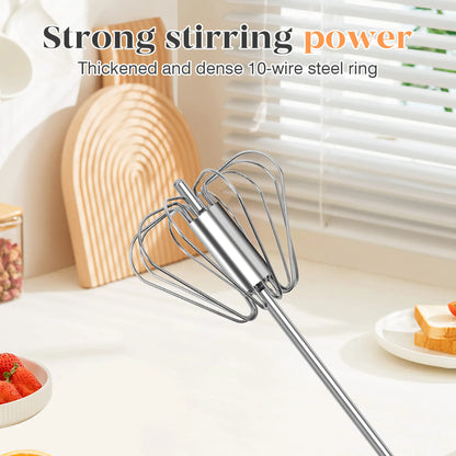 🥄Semi-Automatic Stainless Egg & Milk Whisk