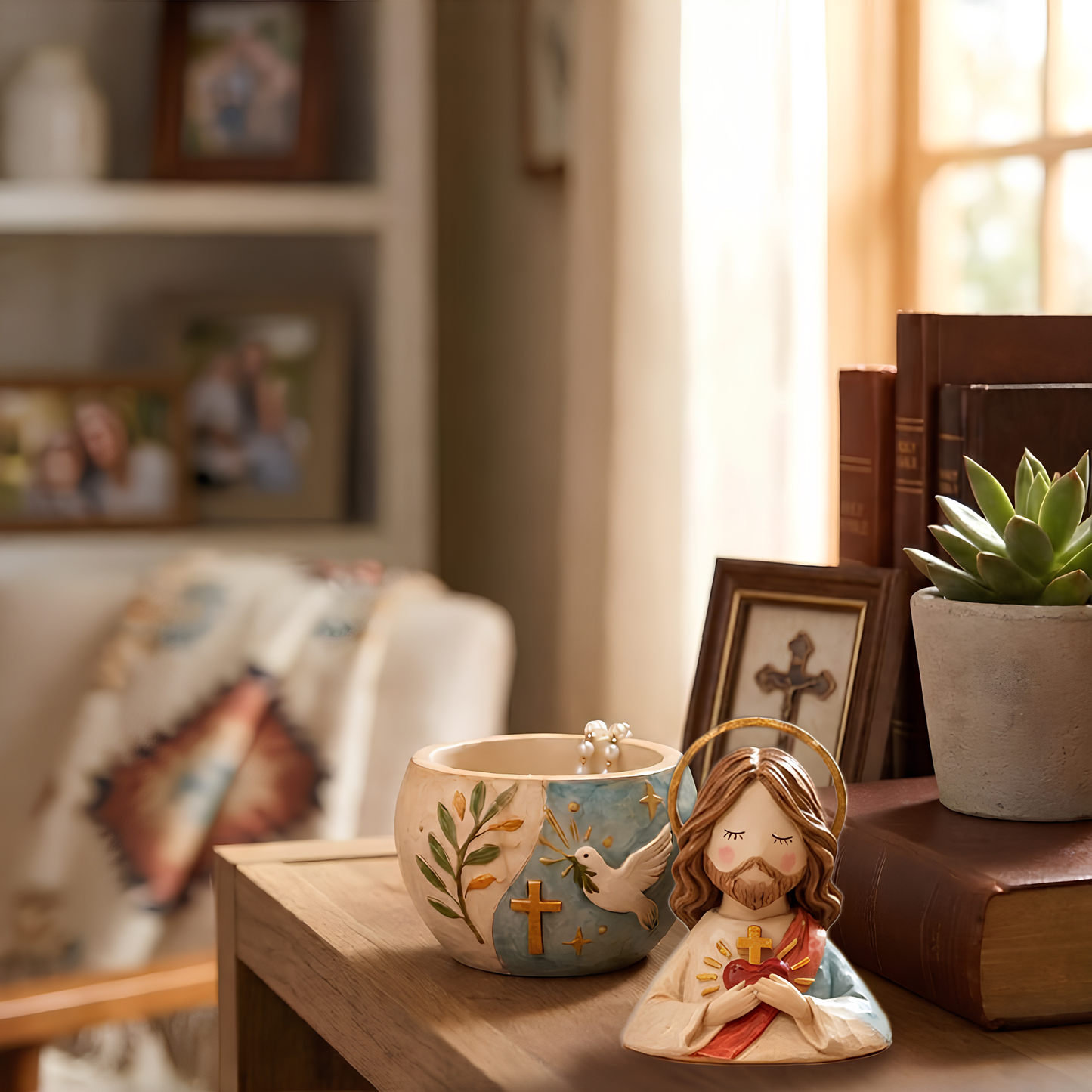 🌟 Divine Grace Collection: Hand-Painted Sacred Heart Jesus & Blessed Mary Keepsake Box