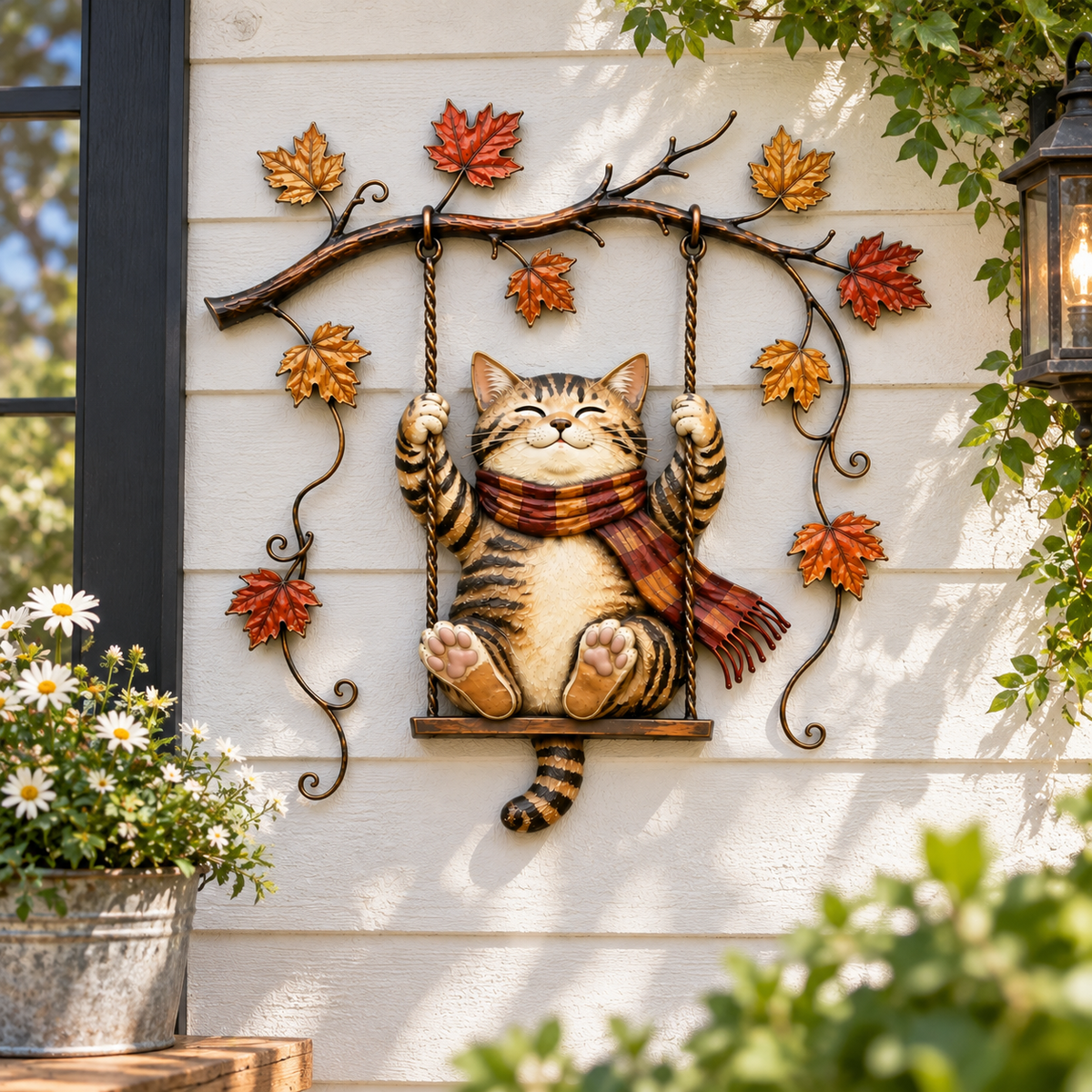 🐱Autumn Cat Metal Wall Decor – Swinging & Standing Cat Designs🍂🐈