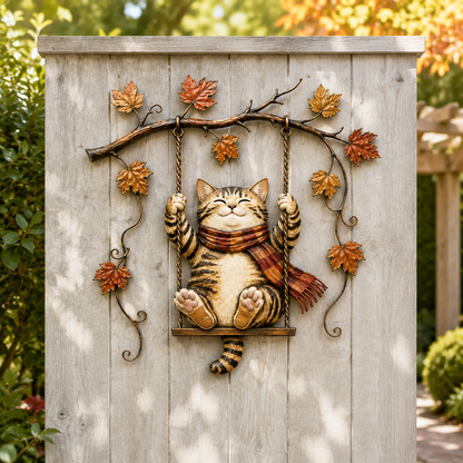 🐱Autumn Cat Metal Wall Decor – Swinging & Standing Cat Designs🍂🐈