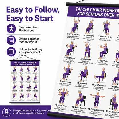 🔥🎁🔥Tai Chi Chair Workout Chart for Seniors (16 x 24 inches)