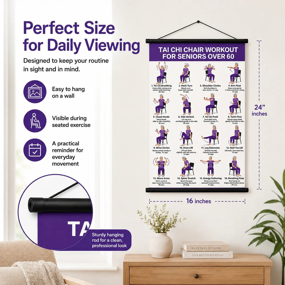 🔥🎁🔥Tai Chi Chair Workout Chart for Seniors (16 x 24 inches)