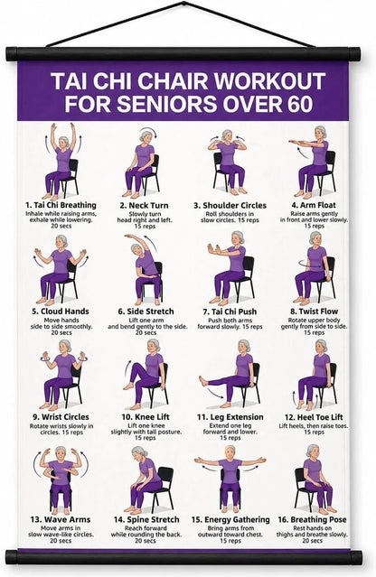 🔥🎁🔥Tai Chi Chair Workout Chart for Seniors (16 x 24 inches)