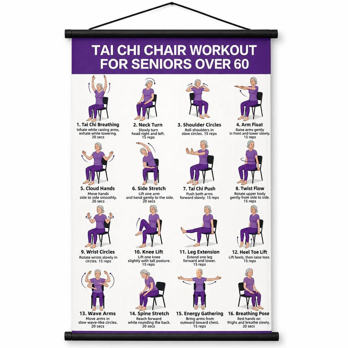 🔥🎁🔥Tai Chi Chair Workout Chart for Seniors (16 x 24 inches)