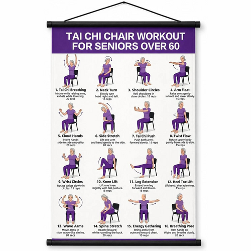 🔥🎁🔥Tai Chi Chair Workout Chart for Seniors (16 x 24 inches)