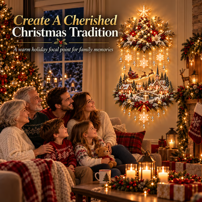 🎄 Glowing Christmas Tree & Village – Warm Light Wall Decor ✨
