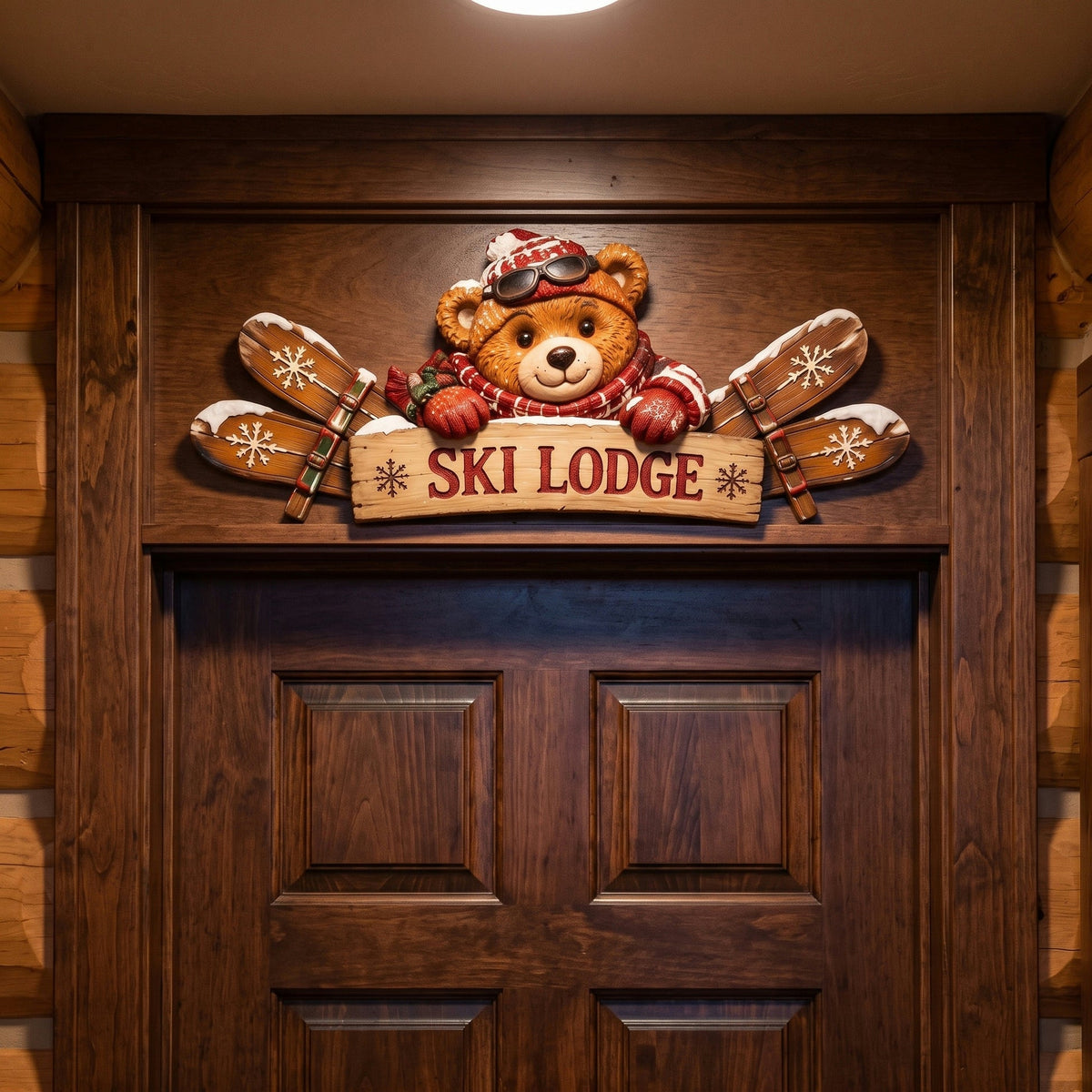 🎄 Rustic Winter Mountain Cabin Door Frame Decor