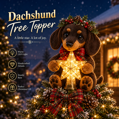 🎄 Christmas Glow Pup Tree Topper – Light-Up Holiday Dog Tree Topper