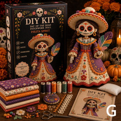 🔥50% Off Last Day - BUY 3 GET 1 FREE-Day of the Dead Patchwork Doll DIY Kit