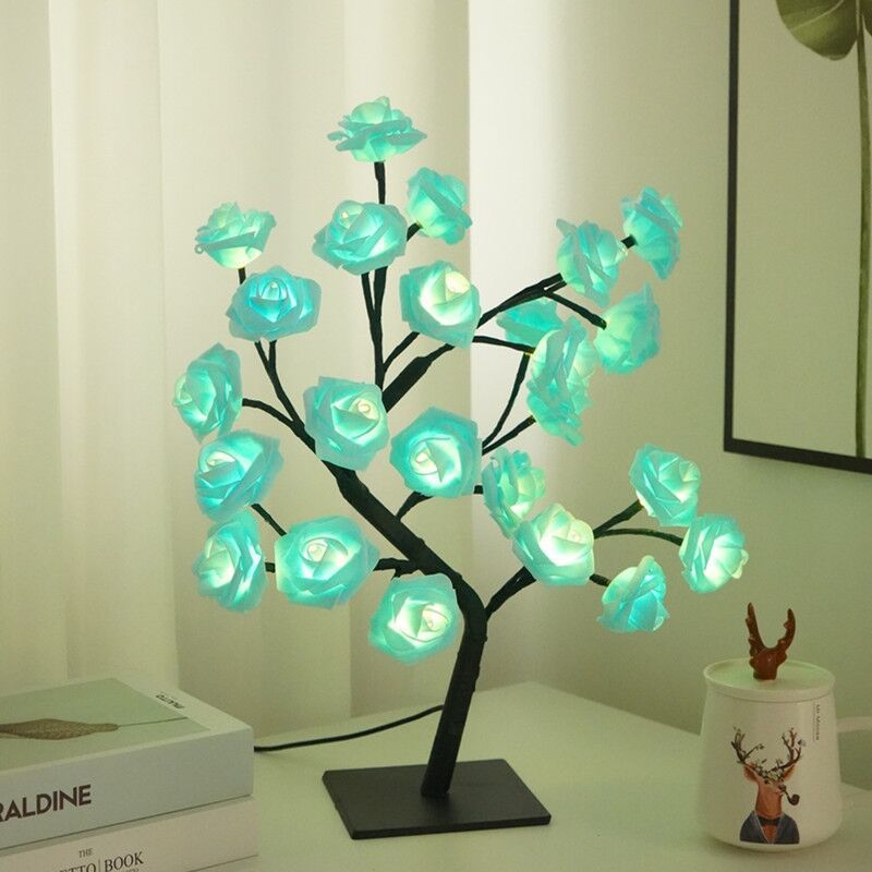 🌹 LED Rose Tree Lamp – Adjustable Branches, USB Powered for Bedroom & Table Decor