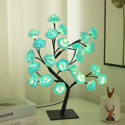 🌹 LED Rose Tree Lamp – Adjustable Branches, USB Powered for Bedroom & Table Decor